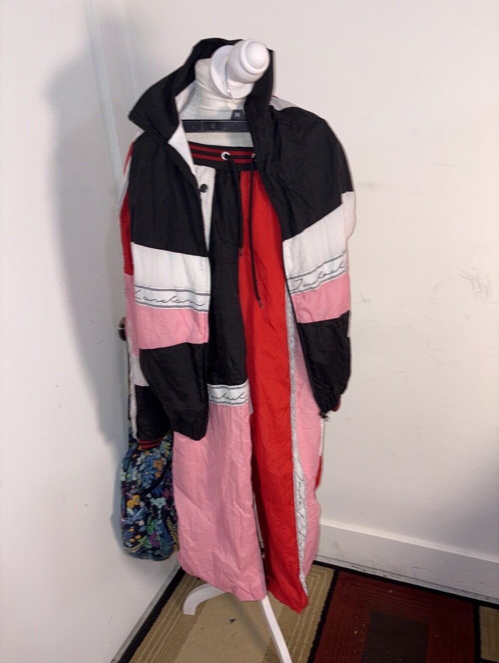 Jaded London Script Embroidered Colorblock Nylon Tracksuit Set - XS Y2K